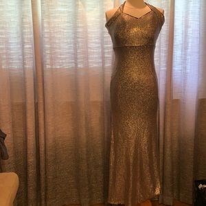 NWT Xscape gold sequin dress